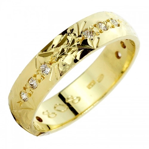 Traviata - snubní prsteny s rytinou a zirkony