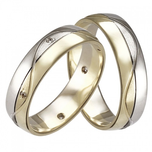 Saturnino Colour GW - zlaté zdobené snubní prsteny 