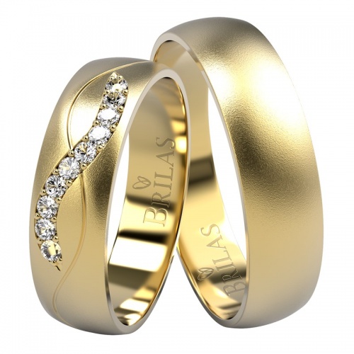 Perun Gold II - pískované snubní prstýnky ze žlutého zlata 