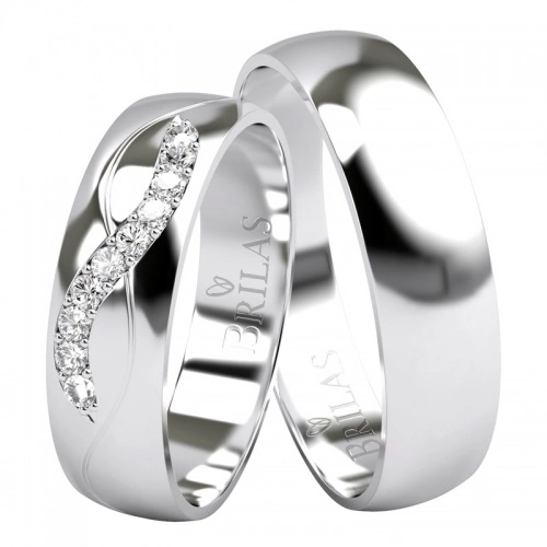 Perun White  - lesklé snubní prstýnky z bílého zlata 