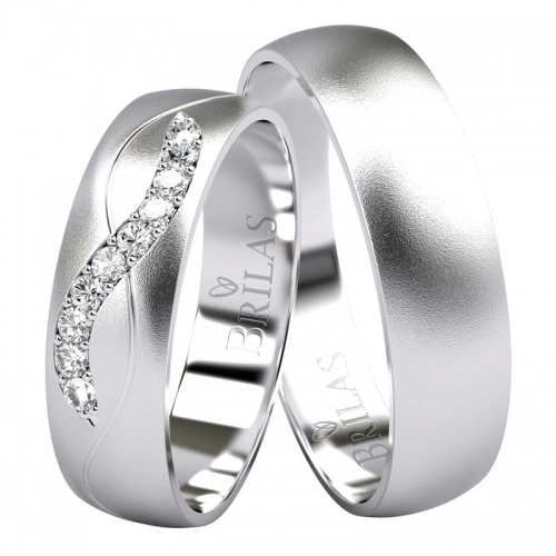 Perun White II  - pískované snubní prstýnky z bílého zlata 