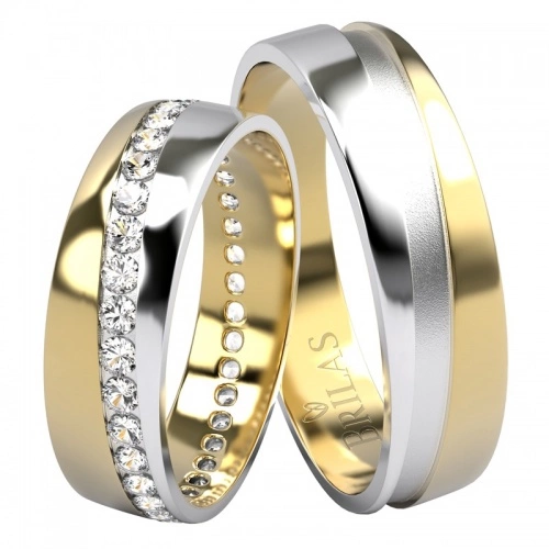 Michelangelo Colour GW - zlaté snubní prsteny v kombinaci žluté a bílé 