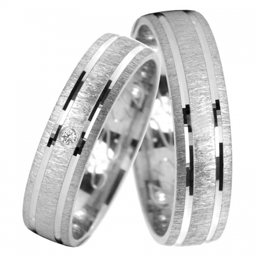 Celebrate White - moderní snubní prstýnky s diamantováním