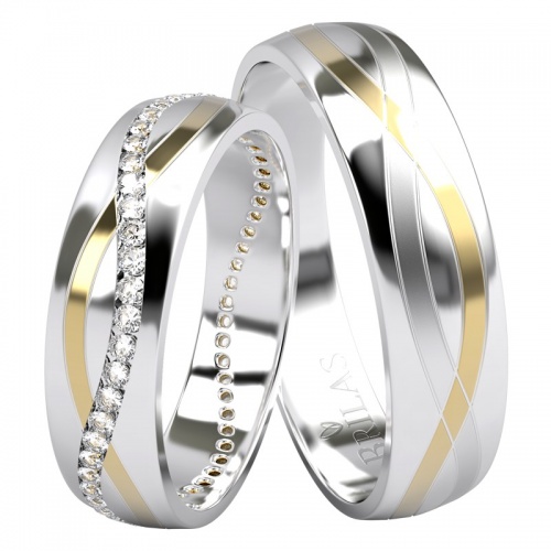 Alia Colour GW-luxusní snubní prsteny z bílého a žlutého zlata