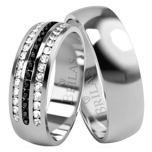 Rami White - snubní prsteny s černými kameny 