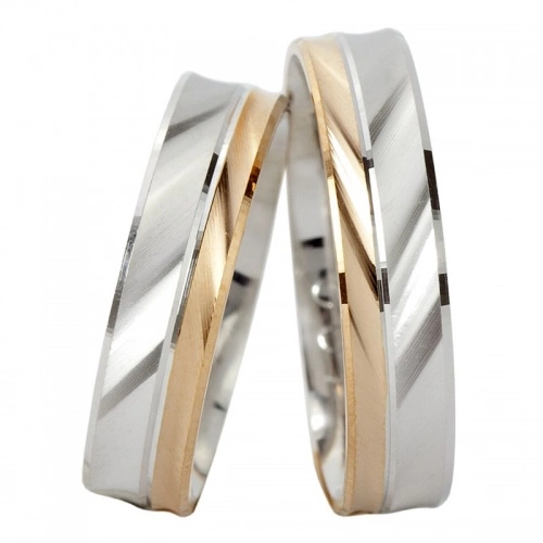 Jasmine Colour RW - snubní prsteny z bílého a červeného zlata