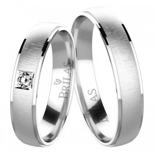 Temu White  snubní prstýnky s příčným matováním