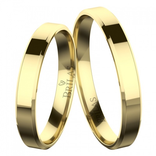 Damaris Gold  snubní prsteny ze žlutého zlata se zkosením