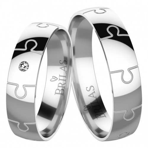Puzzle White snubní prsteny pro mladé páry