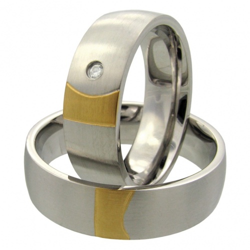 Lemon stone  pozlacené ocelové snubní prsteny