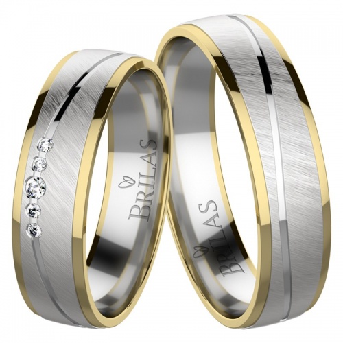 Lisa Colour GW snubní prsteny z bílého a žlutého zlata