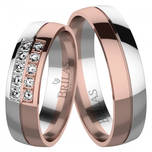 Simonetta Colour RW kombinované snubní prsteny z červéného a bílého zlata