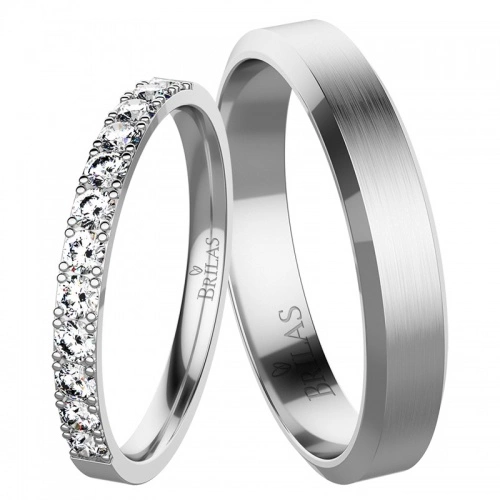 Slunce White snubní prsteny z bílého zlata