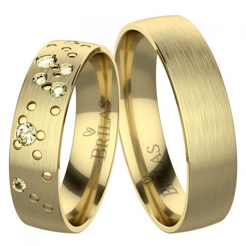 Berta G Gold snubní prsteny ze žlutého zlata se žlutými kameny