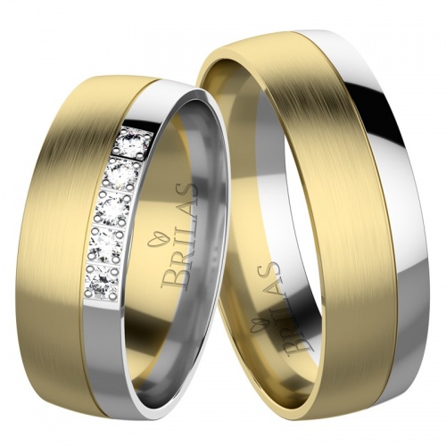 Nicollo Colour GW hezké snubní prsteny z bílého a žlutého zlata