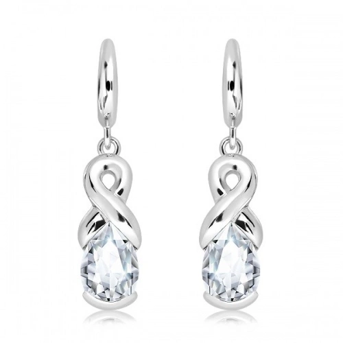 Man S White Topaz stříbrné náušnice s bílým topazem