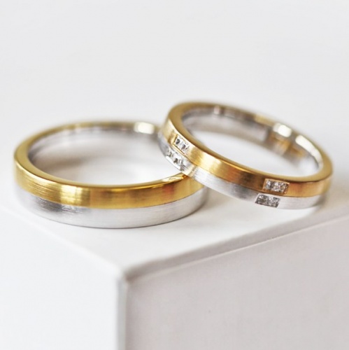 Avery Colour GW snubní prsteny z bílého a žlutého zlata