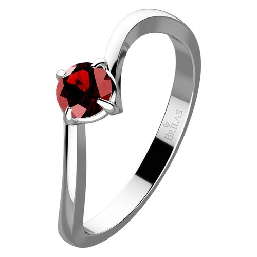 Pamela White Granát zásnubní prsten z bílého zlata