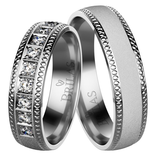 Erasmus White snubní prsteny z bílého zlata