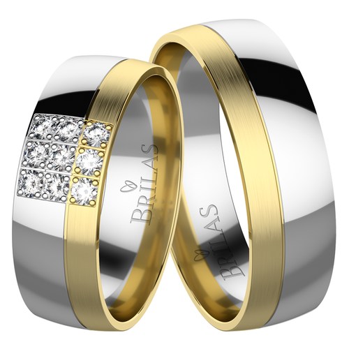 Oria Colour GW snubní prsteny z bílého a žlutého zlata