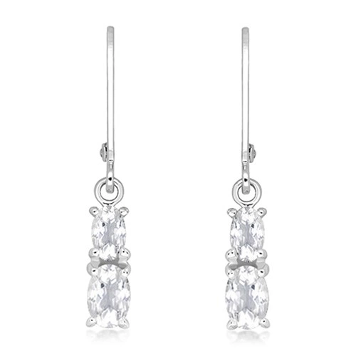 Duria S White Topaz stříbrné náušnice s bílým topazem