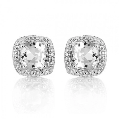 Rafal S White Topaz stříbrné náušnice s bílým topazem