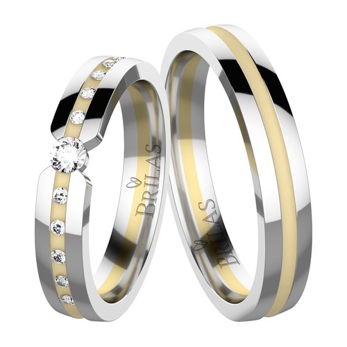 Rabia Colour GW snubní prsteny z bílého a žlutého zlata