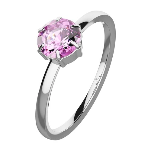 Havena P Steel zásnubní prsten z chirurgické oceli s růžovým zirkonem