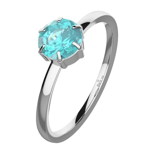 Havena B Steel zásnubní prsten z chirurgické oceli s modrým zirkonem