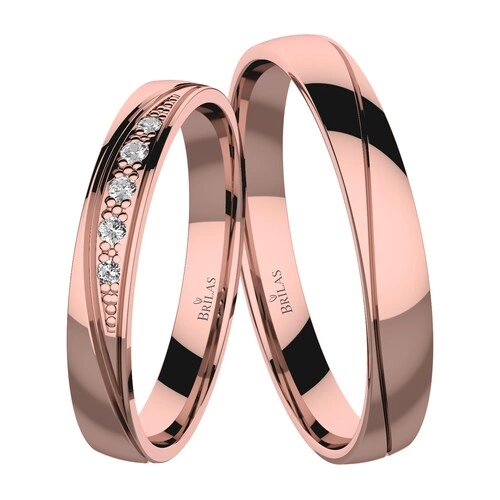 Duet Red snubní prsteny z růžového zlata