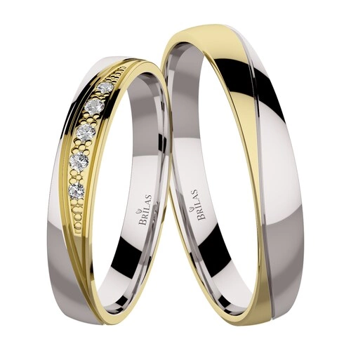 Duet Colour GW snubní prsteny z bílého a žlutého zlata