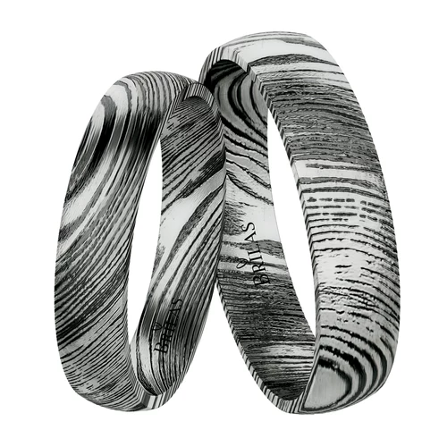 Veneta Damascus Steel snubní prsteny z chirurgické oceli
