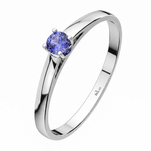 Diona W Tanzanit (4 mm) zásnubní prsten z bílého zlata s tanzanitem