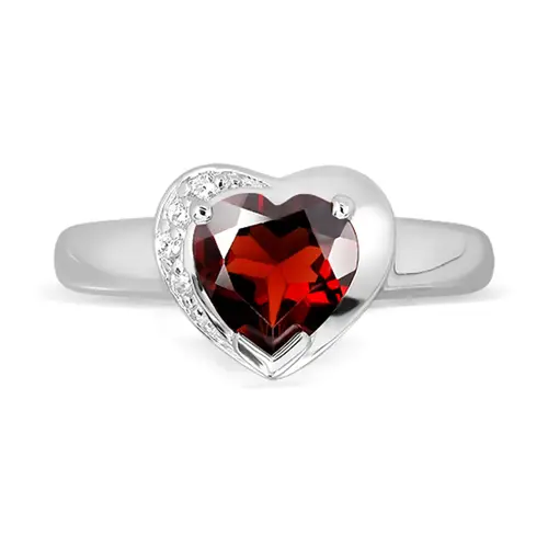 Selmira S Garnet + White Topaz prsten ze stříbra s granátem bílými topazy