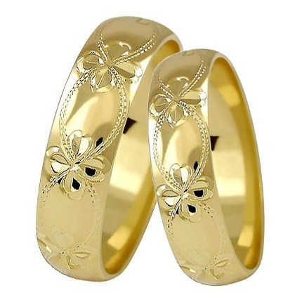 Pellegrino Gold snubní prsteny se vzorem květů