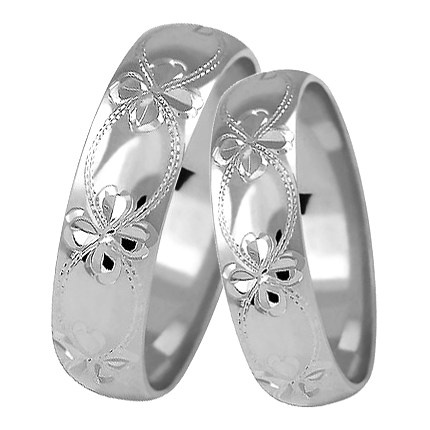 Pellegrino White snubní prsteny se vzorem květů