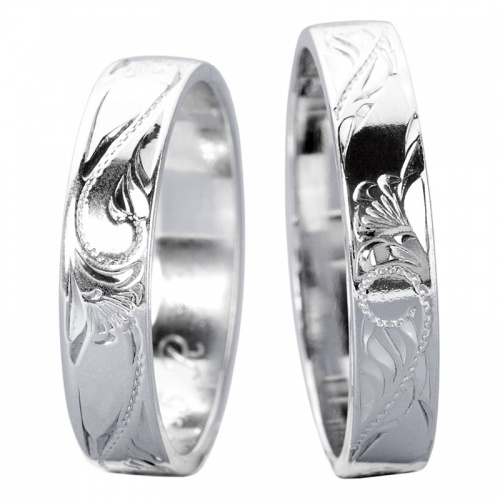 Portos White  snubní prsteny s abstraktním vzorem