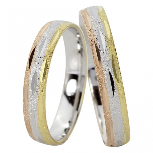 Rainbow matované snubní prsteny z kombinovaného zlata