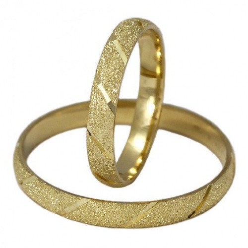 Tress Gold matované snubní prstýnky ze žlutého zlata